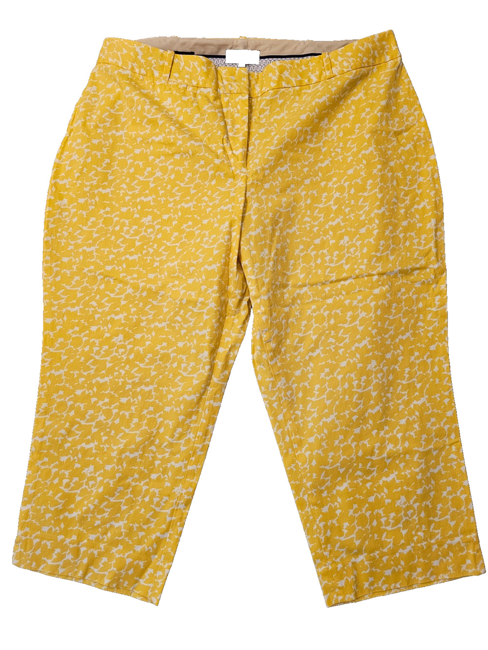 NWOT Talbots Heritage Womens Dress Capris Yellow White Twill Petite 18W P